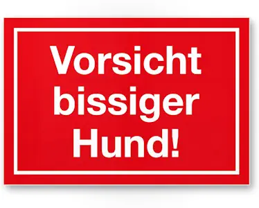 Vorsicht bissiger Hund - Hunde Schild Hinweisschild Gartentor Gartenzaun - Türschild Haustüre Warnschild Abschreckung Einbruchschutz - Achtung Vorsicht Hund 