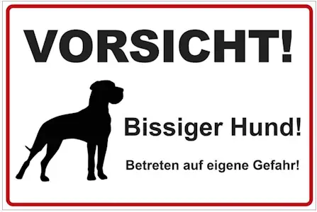 Schild "Vorsicht ! Bissiger Hund !", Alu-Dibond, 200x140 mm