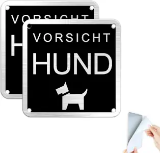 TAKULA Vorsicht Hund Schild 10x10cm, Warnung vor Hunden, Selbstklebend 2er
