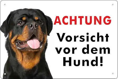 Pubblimania ROTTWEILER ACHTUNG vorsicht vor dem Hund! Aluminium-Verbundschild für den Außen- und Innenbereich, 3 mm stark (Cm 20x30) 